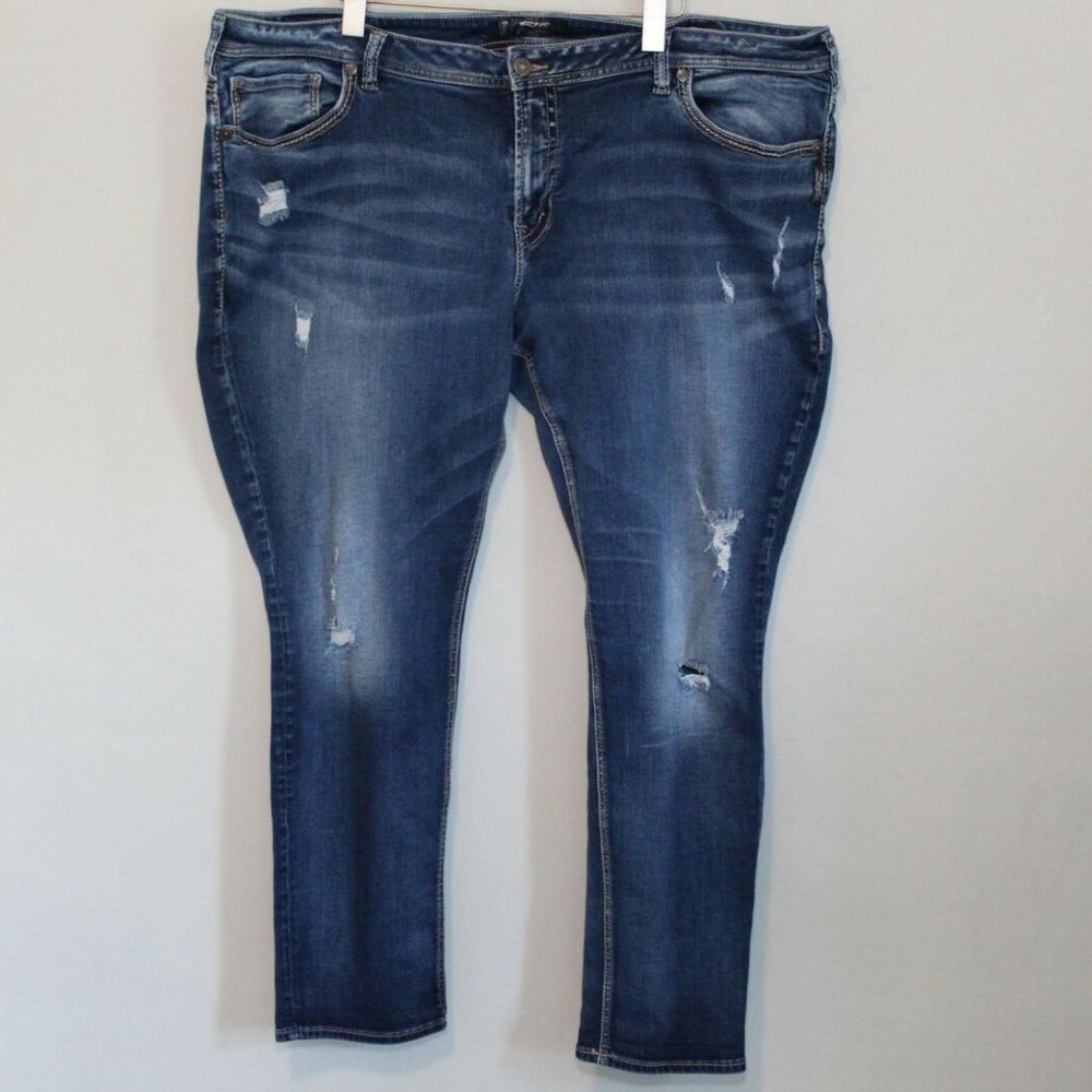Silver Jeans Boyfriend Fluid Denim Jeans Distressed Women's Plus Size 24 H11531 - Picture 3 of 11